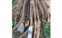 Decorative Wooden Paddle with Chevron Accents Nautical Paddle Wall Decor Coastal Wooden Oar with Geometric Design Beach for Cabin, Entryway