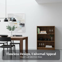 8-Tier Book Rack Walnut Finish Narrow Storage Cabinet Vintage Design Open Shelving for Homeowners, Renters, Home Office
