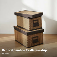 Bamboo Storage Box with Lid Handwoven Bamboo Storage Box Multi-Purpose for Shelf