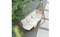Woven Freestanding Swing Chair Padded Hanging Basket Chair Comfortable Furniture Comfy for Balcony