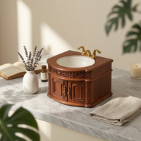 1:12 Scale Dollhouse Vanity with Stool 1:12 Scale Dollhouse Vanity with Washbasin Vintage Style Sink Cabinet for Miniaturists