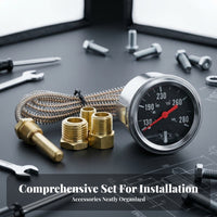Dual Scale Mechanical Water Temperature Gauge Capillary Tube Car Water Temperature Gauge Brass Adapters Vehicle Instrument Black Dial