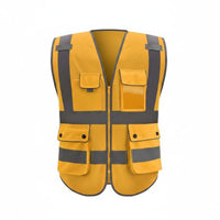 Long-Lasting Reflective Safety Vest Lightweight Multi-Pocket Construction Vest Breathable Material High Visibility Clothing for Workers, Event Personnel, Warehouses