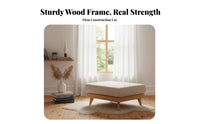 Minimalist Design Upholstered Wooden Footstool Space Saving paddinged Wood-Frame Stool Soft Seat Footrest long-lasting Construction for Apartment Dwellers, Homeowners, Living Room, Lounge Area, Entryway, Home Office