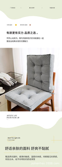 Tufted Backrest Seat Cushion with Ties, Water-Resistant, Thick, for Students and Office