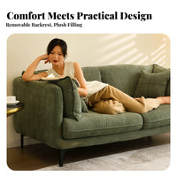 verdant plush fabric Sofa Nordic Design verdant Upholstered Settee Retro design Couch for Apartment Dwellers, Interior Decorators, Small Spaces, Balcony, Bedroom