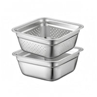 2 Pieces Nesting Basin Set Stackable Stainless Steel Basin Rolled Rim