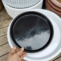 Plant Pot Saucer with Ridged Flower Pot Base and Plant Saucer, Flat Edge Pot Tray for Contemporary Balcony Garden Decor