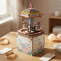 Wooden Puzzle musical box Layered DIY Wooden Puzzle Ornament Compact Mechanical Model Kit for