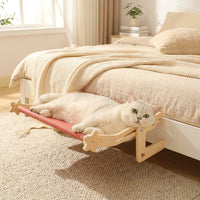 Cat Hammock Window Perch for Indoor Cats, Solid Wood Window Cat Bed and Cat Perch, Sturdy Sill Seat for Sunbathing and Watching Outside View