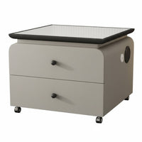 Square Nightstand with Drawer Luxury Aesthetic Bedside Storage Cabinet