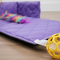 Crinkle Paper Bolstered Pet Mat with Toys Chew-Resistant Rope Interactive Pet Play Mat Non-Slip Bottom Dog and Cat Activity Bed Creature Themed for Kittens