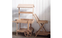 Wheeled Design Rustic Display Trolley Wheels Farmhouse Display Trolley Tiered Shelves for Balcony, Shop Window, Bar