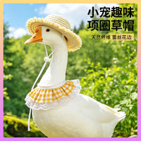 跨境柯尔鸭草帽口水巾帽子鸭子围脖围巾装饰鹅田园风太阳帽蕾丝