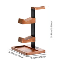 Wooden Headphone Controller Stand Space Saving Double Controller and Headset Dock Easy Assembly Wood and Metal Headset Stand