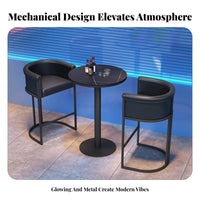 Industrial Aesthetic High Stool and Counter Table Combo Slate Tabletop Counter Dining Table with Stools Upholstered Seat Bar Height Furniture Long-Lasting Construction for Restaurant Managers, Interior Designers, Adults, Nightclub, Lounge, Small Areas