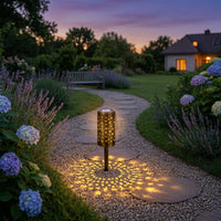 Decorative Stake Lights with Moon Star Outdoor Solar Stake Light Energy-Saving Garden Light with Star Cutout Long-Lasting for Yard
