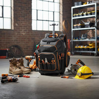 Rolling Tool Backpack Zippered Compartments Wheeled Tool Backpack Side Pockets