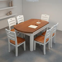 Space Saving Solid Wood Dining Set Convertible Round Dining Table for Living Room