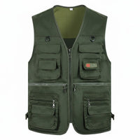 Multi Pockets Fishing Vest Loose Fit Photographer's Travel Vest Outdoor Work Cargo Jacket for Fishermen, Photographers, Hiking