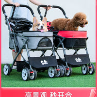 宠物推车狗狗外出手推车遛狗车猫咪小推车轻便可折叠狗车