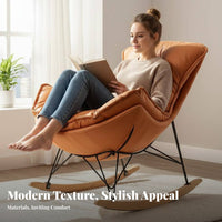 Upholstered Rocking Chair Comfortable Padding Upholstered Rocking Armchair snug Easy Assembly for Seniors, Bedroom, Office