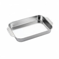 Stainless Steel Roasting Pan Easy to Clean Shallow Roasting Pan Kitchen Bakeware Food Safe Cooking Vessel Non