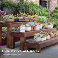 Slatted Wood Riser Bench adaptable Plant Stand Space-Saving for Gift Givers