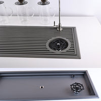 New Chinese Style Tea Shop Stainless Steel Tea Tray with Cup Washer and Drain