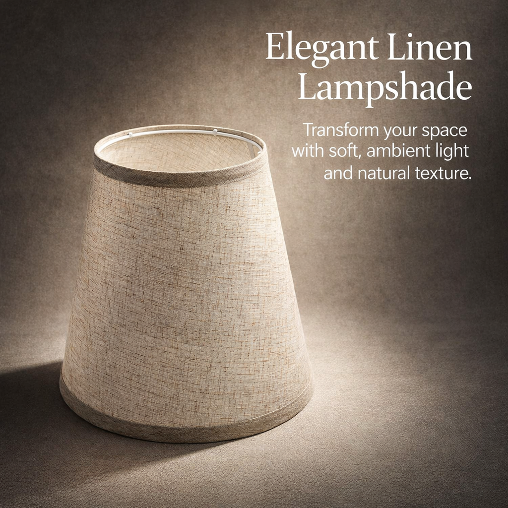 Bedside Table Lamp Shade with Removable Linen Textile for Bedroom Lighting, Vintage Lampshade for Ceiling and Floor Foldable Design