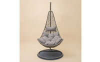 Teardrop-Shaped Hanging Swing Chair with Stand Indoor Swing Chair with Stand Woven Furniture Freestanding for Adults, Readers, Balcony, Living Room, Sunroom