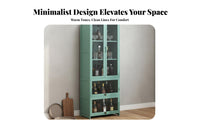 Beverage Bar Cabinet Large Capacity Spirits Storage Cabinet Modern Beverage Display Rack Sturdy Bamboo Construction Transparent Acrylic Doors Suitable for Entertainers Homeowners Living Room Kitchen