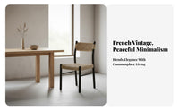 Woven Seat Chair Japanese Minimalist Look and Feel Woven Spine Chair French Vintage Reminiscent of Dense Weaving