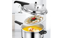 Gas and Induction Compatible Stovetop Pressure Cooker Thickened Base Commercial Pressure Cooker Heavy-Duty Construction Large Capacity Cooking Pot Multiple Safety Features for Chefs, Families, Restaurant, Cafeteria