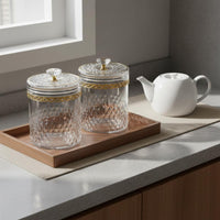 Sealed Jar Set Airtight Tea Storage Jar Golden Finish for Kitchen