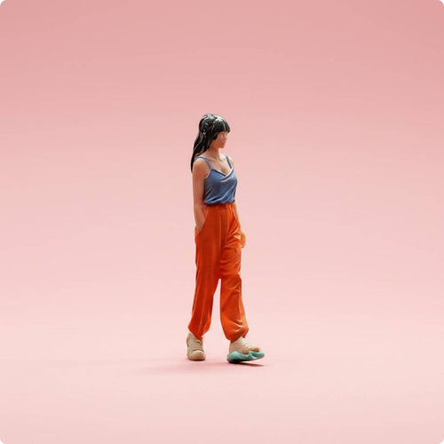 Relaxed Female Figurine Meticulous Workmanship Tiny People Model Realistic Pose