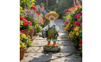Duck Gardener Statue Rural Theme Outdoor Decoration Gift Idea for Balcony, Yard