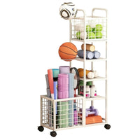 Wheeled Workout Equipment Storage Rack Carbon Steel Rolling Gym Organizer Casters Exercise Equipment Rack Metal