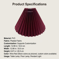 Ceiling Lamp Shade with Burgundy Pleated Material Design for Living Room Decor, Replacement for Table and Floor Crimped