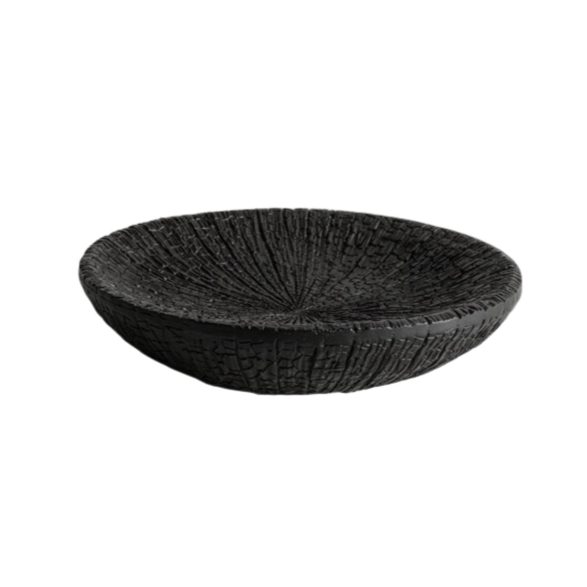 Tray with Carbonized Finish Textured Irregular Oval Bowl Wooden for Entryway