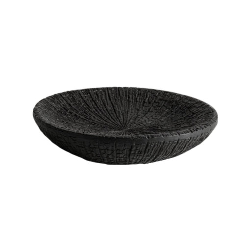 Tray with Carbonized Finish Textured Irregular Oval Bowl Wooden for Entryway