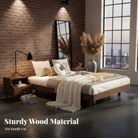 elevated Bed Frame Headboardless elevated Slat Frame woven-mat and design Bedroom Furniture for Minimalists, home dwellers, Guest Room, Apartment, attic