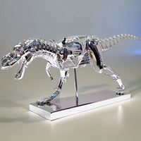 Shiny Tyrannosaurus Sculpture Long-Lasting Material Silver Dinosaur Figurine