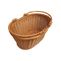 Woven Rattan-Style Handled Basket for Outdoor Storage, Fruit, Vegetables, Picnic, and Shopping