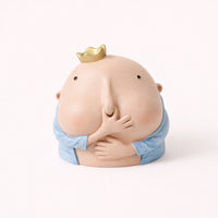 Pinching Nose Boy Sculpture, American Style Resin Figurine
