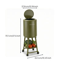 Garbage Can with Shelf Wheeled Rolling Trash Bin Smooth for Kitchen, Elderly