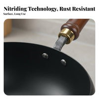 Traditional Chinese Wok with Lid Hand-Handcrafted Chinese Wok with Wooden Lid Naturally Non-Stick Even Heat Distribution