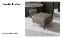 Long Tufted Ottoman Genuine Leather Footstool Italian Luxury design adaptable Use for Interior Decorators, Adults, Living Room