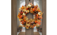 Fall Pumpkin Wreath Full Design Autumn Foliage Wreath Easy to Hang for Porch
