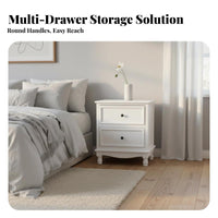 2-Drawer Nightstand Narrow Design Bedside Table Easy Assembly for Office, Adults